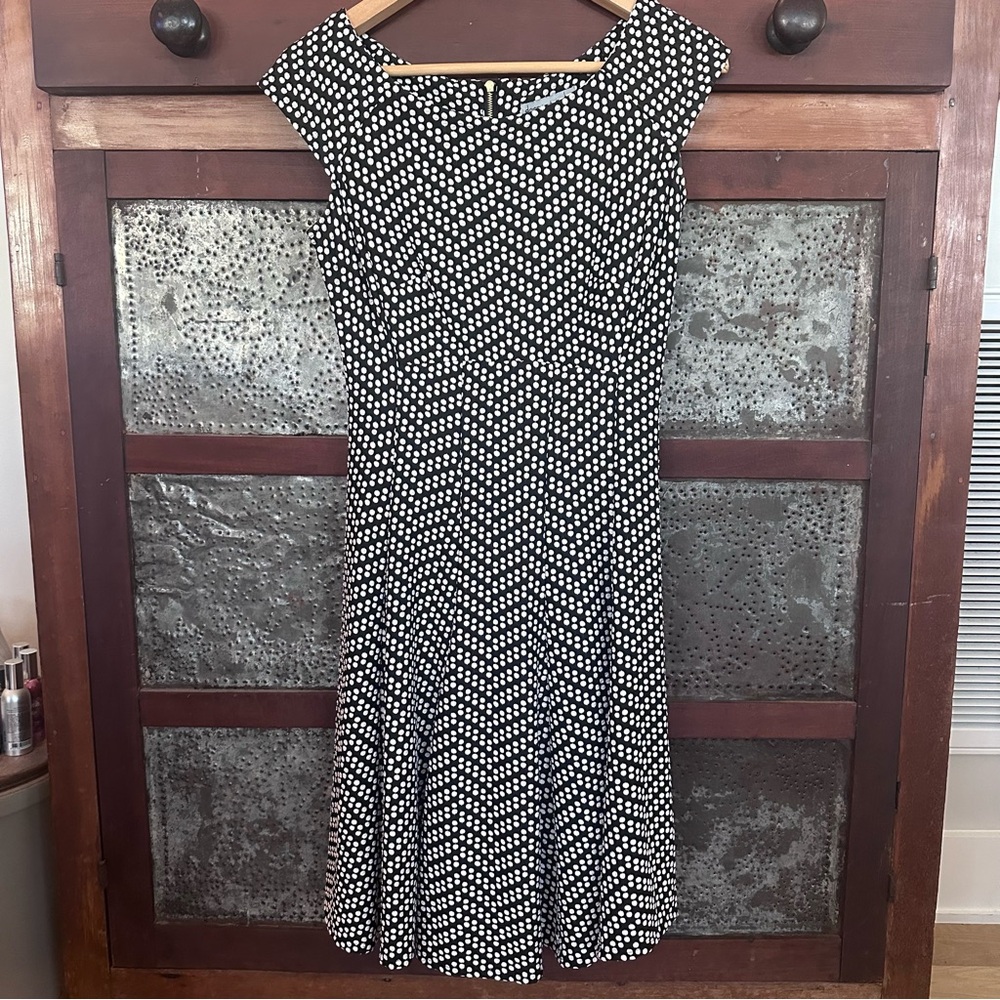 Danny and Nicole Black White Polka Dot Dress Stretchy Size 4